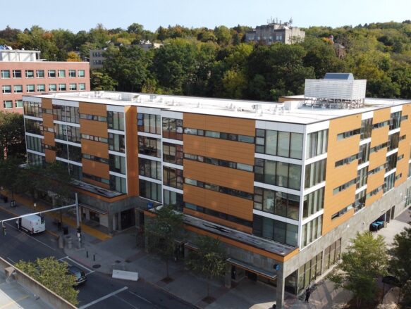 Cayuga Place Aerial Streetside View, Corner Focus