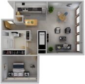 Cayuga Place 1x1 E Apartment Sample Floor Plan