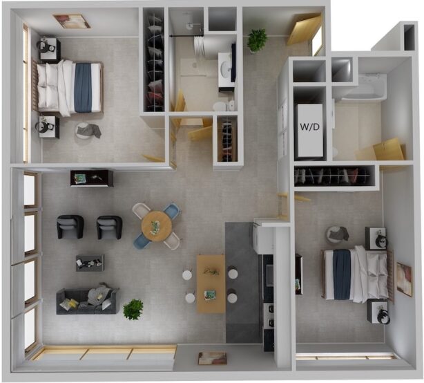 Cayuga Place 2x2 J Apartment Sample Floor Plan