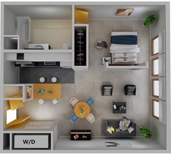 Cayuga Place 0x1 C Studio Sample Floor Plan